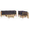 vidaXL Patio Lounge Set - 6 Piece Bamboo Set with Dark Gray Cushions, Weather-Resistant and Modular Design, Easy to Assemble for Outdoor Living Spaces - 3 of 4