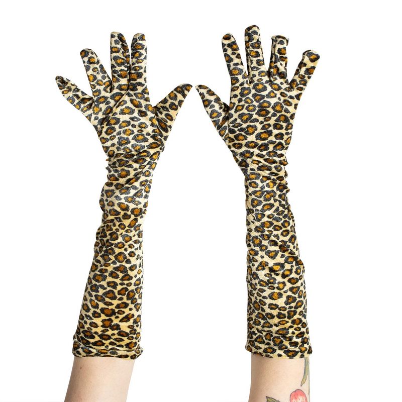 Costume Culture by Franco LLC Leopard Velour 20.5 Inch Adult Costume Gloves, 2 of 7