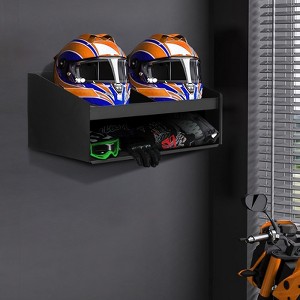 Metal Helmet Storage Cabinet, Wall-Mounted Dual Aluminum Helmet Bay Shelf Holder, Storage Cabinet Organizer for Shop, Garage, Warehouse, Basement - 1 of 4