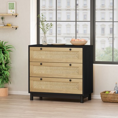 30.31"3-Drawers Storage Cabinet Rope Woven Drawer,for Bedroom,Dining Room,Hallways