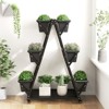 Tangkula Raised Garden Bed with 4 Wheels Tiered Planter Stand Elevated Garden Planter with 6 Container Boxes Drainage System Storage Shelf - 3 of 4