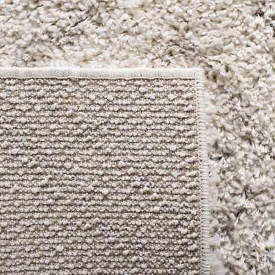 Ivory and Beige Moroccan Shag Square Area Rug