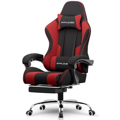 GTPLAYER Fabric Gaming Chair with Footrest and Lumbar Support, Height Adjustable Computer Chair with Headrest