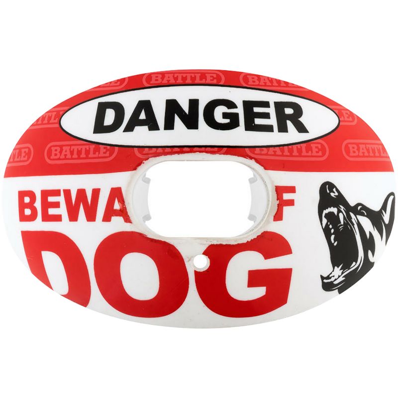 Battle Sports Beware Of Dog Oxygen Lip Protector Mouthguard - Red/White, 1 of 2