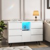 Kitchen Sideboard Buffet Cabinet with LED Light Modern Coffee Bar Cupboard Storage Cabinet for Dining Room White - 2 of 4