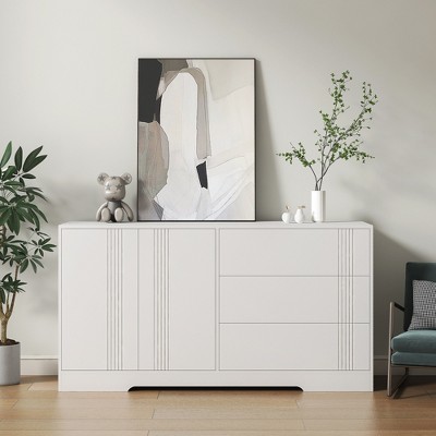 TiramisuBest Sideboard Buffet Cabinet with Storage, Modern Kitchen Buffet Storage Cabinet with Drawer and Doors