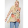 Slickblue Women's Plus Size Printed Tunic, Round Neck, Short Sleeves, Artistic Floral Design, Red/Multi, Size 1XL-3XL - 4 of 4