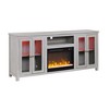 70" Particle Board Finish Fireplace TV Stand with Heater, LED Lights, Cabinets, and Shelves for Living Room - 2 of 4