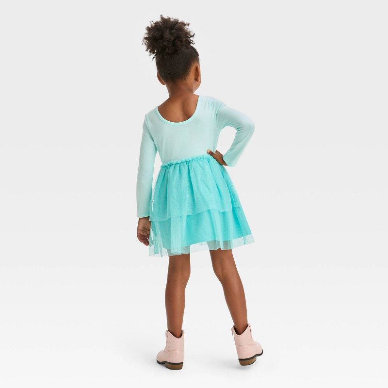 Toddler Girls' Unicorn Long Sleeve Dress - Cat & Jack™ Aqua Blue, 3 of 7