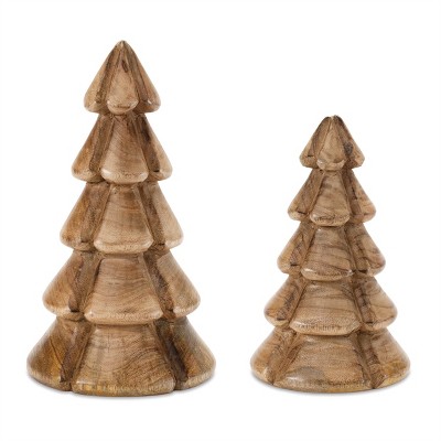 Modern Wood Pine Tree (Set of 2)