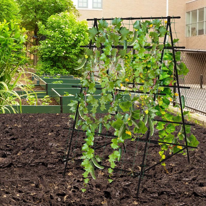 Costway Cucumber Trellis Foldable Garden Tunnel Trellis with Adjustable Auxiliary Clips, 2 of 11