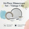 Portmeirion Home Vintage Chic 16 Piece Set - Porcelain Dinnerware with Art Deco Borders - Microwave & Dishwasher Safe Place Settings - 2 of 4