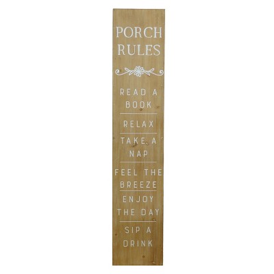 VIP Wood 10 in. Brown Relaxation Porch Rules Sign