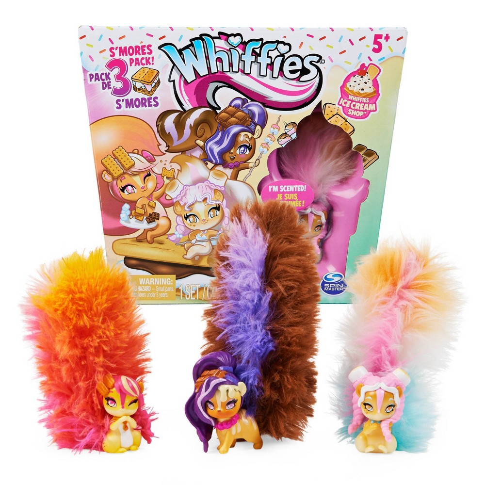 Whiffies, S'mores 3-Pack, Collectible Animals with Scented Plush Tails, Kids Toys Set, 3 Piece for Girls Ages 5 and Up