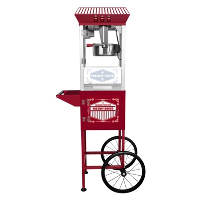 Infurnic Popcorn Poppers, with Cart and Kettle, Kitchenware for Family Gatherings, Red, 26.18"*16.54"*54.76"