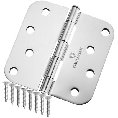 Cauldham Heavy-Duty 4" Interior Door Hinges with 5/8" Radius Corners - Polished Chrome