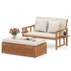 Costway Outdoor Wooden Daybed with 4-Level Backrest & Removable Cushions for Poolside - 2 of 2
