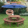 GDFStudio Claude 10-Person Wooden Round Picnic Table with Built-in Benches and Umbrella Hole - 4 of 4
