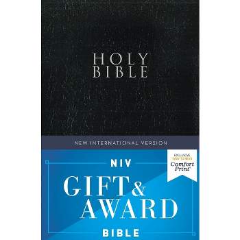 Niv, Gift and Award Bible, Leather-Look, Black, Red Letter Edition, Comfort Print - by  Zondervan (Paperback)