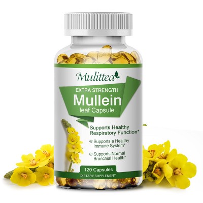 Mulittea Mullein Leaf Capsules Herbal Supplement Supports Respiratory Function Health,120 Count