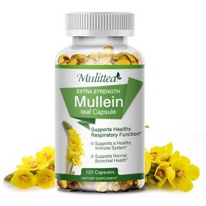 Mulittea Mullein Leaf Capsules Herbal Supplement Supports Respiratory Function Health,120 Count - 1 of 4