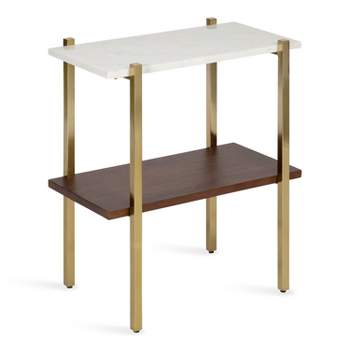 Kate and Laurel Abcott Rectangle Wood Side Table, 20x12x24, White and Walnut Brown