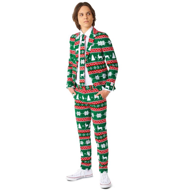 OppoSuits Teen Boys Christmas Suit - Festive Green, 1 of 6