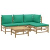 vidaXL Garden Lounge Set Natural Bamboo, Green Bamboo, Polyester Medium - 3 of 4