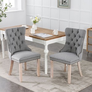 NicBex Modern Dining Chairs Set of 2,High-end Tufted Flax Upholstered Kitchen Chair with Wood Legs for Dining Room,Living Room - 1 of 4