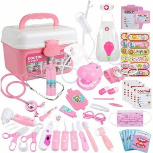 46Pcs Doctor Kit, Toy with Stethoscope, Costume Dress - Up, Doctor Play Gift - 1 of 4