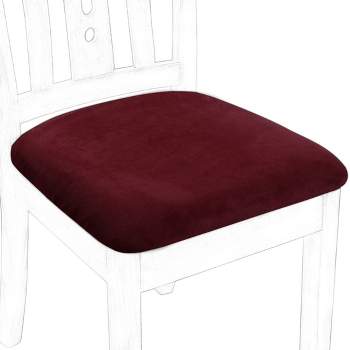 PiccoCasa Stretchable Velvet Cushion Chair Seat Slipcovers with Ties 4 Pcs