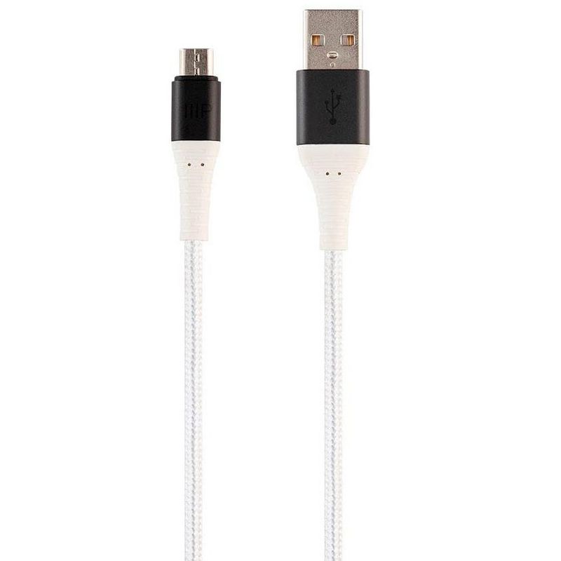 Monoprice USB 2.0 Micro B to Type A Charge and Sync Cable - 3 Feet - White | Durable, Kevlar-Reinforced Nylon-Braid - AtlasFlex Series, 1 of 7