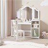 Acekool 2-in-1 Girls Vanity Table and Chair Set, Tri-Folding Mirror, Large Storage, Touch Mirror, Easy Assembly, for Kids Bedroom, Pink and White - 2 of 4