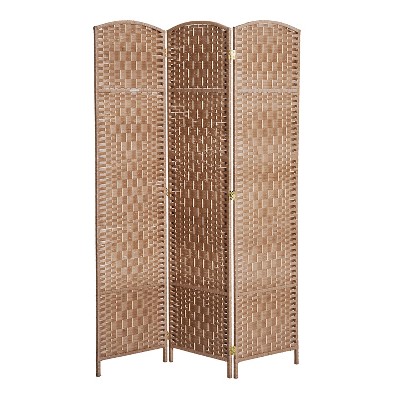 HOMCOM 6' Tall Wicker Weave 3 Panel Room Divider Privacy Screen