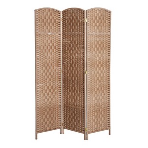 HOMCOM 6' Tall Wicker Weave 3 Panel Room Divider Privacy Screen - 1 of 4
