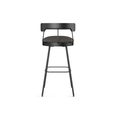 Monza 26" Swivel Counter Stool in Dark Grey Polyurethane & Black Metal