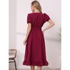 INSPIRE CHIC Women's Smocked Waist Ruffle Hem Square Neck Short Puff Sleeve A-Line Midi Dresses - 3 of 4