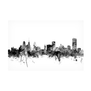 Trademark Fine Art -Michael Tompsett 'Buffalo New York Skyline B&W' Canvas Art - 1 of 4