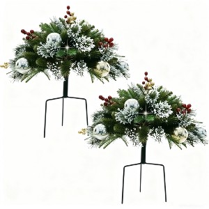 2-Pack Round Staked Christmas Trees - Outdoor/Indoor Holiday Decor w/ Realistic Design for Yard, Garden & Home - 1 of 1