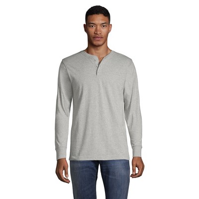 Lands' End Men's Super-t Long Sleeve Henley Shirt - Small - Gray ...