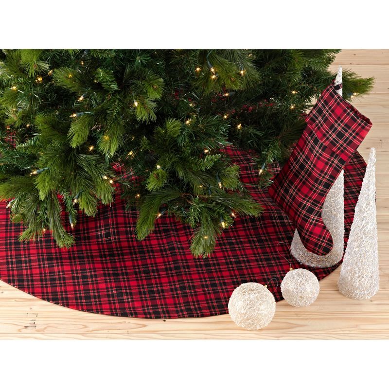 Saro Lifestyle Saro Lifestyle Plaid Christmas Tree Skirt, 4 of 5