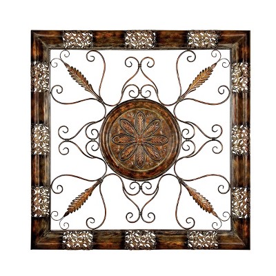 Scroll Metal Fish Plaque - Iron Accents