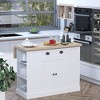 Aghana Digitals 47" White Wooden Kitchen Island with Expandable Drop Leaf, Drawer, Cabinet & Open - 2 of 4
