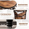 Garvee Round End Table with Storage Shelves, 3-Tier Round Side Table w/ Mental Support Legs, Rustic End Table Nighstand for Living Room Bedroom - 3 of 4