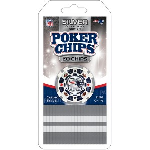 MasterPieces Casino Style 20 Piece 11.5 Gram Poker Chip Set NFL New England Patriots Silver Edition - 1 of 3