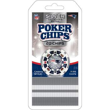 MasterPieces Casino Style 20 Piece 11.5 Gram Poker Chip Set NFL New England Patriots Silver Edition