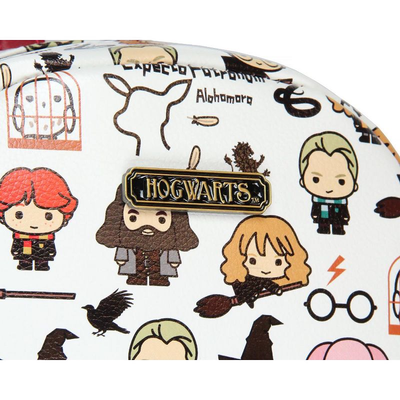 Harry Potter Allover Chibi Character Pattern Faux Leather Tote Bag Mini Backpack White, 3 of 5