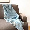 HomeRoots 59" X 71" Turquoise Cotton Plain Weave Throw Blanket with Tassels - 2 of 4