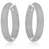 Stunning Clear Cubic Zirconia 10-Row French Pave Inside-Out Large Tubular Hoop Earrings – Glamorous Sparkle and Bold Design for a Luxe Look - 3 of 3