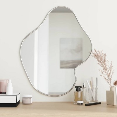 Aghana Digitals Silver Synthetic Glass Wall Mirror, 23.6x19.7 in, Indoor Wall-Mounted for